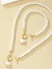 Pearl Heart OT Clasp Necklace Bracelet Set