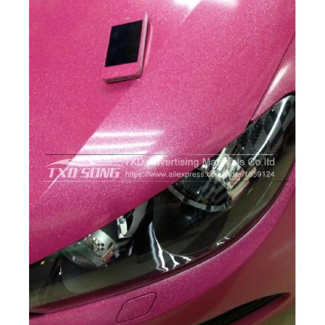 Fashion Car Styling High Glossy Diamond Pearl Glitter Pink Glossy Glitter Pearl Car Vinyl Sticker with Size: 12/30/50/60x100CM