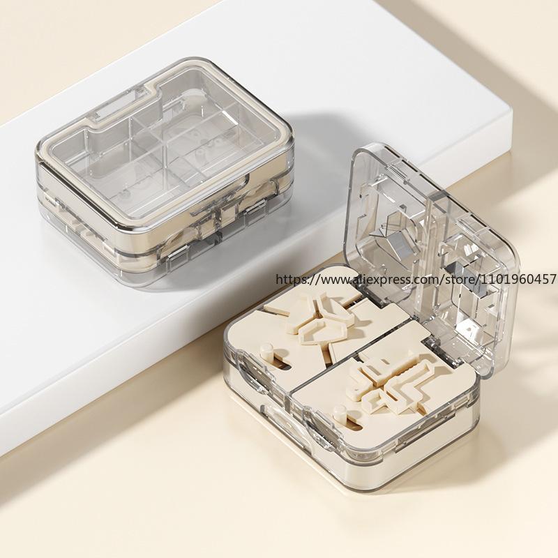 Multifunktionale Doppelschichtige Versiegelte Schneide-Medizinbox Kapsel Medikamentenschneide Tablettenverpackung Feuchtigkeitsdicht Innovatives Design