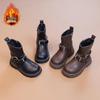 2026 Girls' Two-Layer Leather Winter Boots: Fashionable, Versatile, Warm Short Boots for Middle and Big Kids