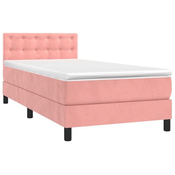 Exclusive House - Slatted Bed Base with Mattress and Pink LED 90x200 Cm
