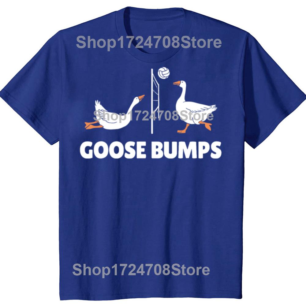 Funny Goose Bumps Volleyball Set Spike Graphic T-shirts Men Women's Fashion Casual Tshirt 100% Cotton Loose Oversized T Shirt