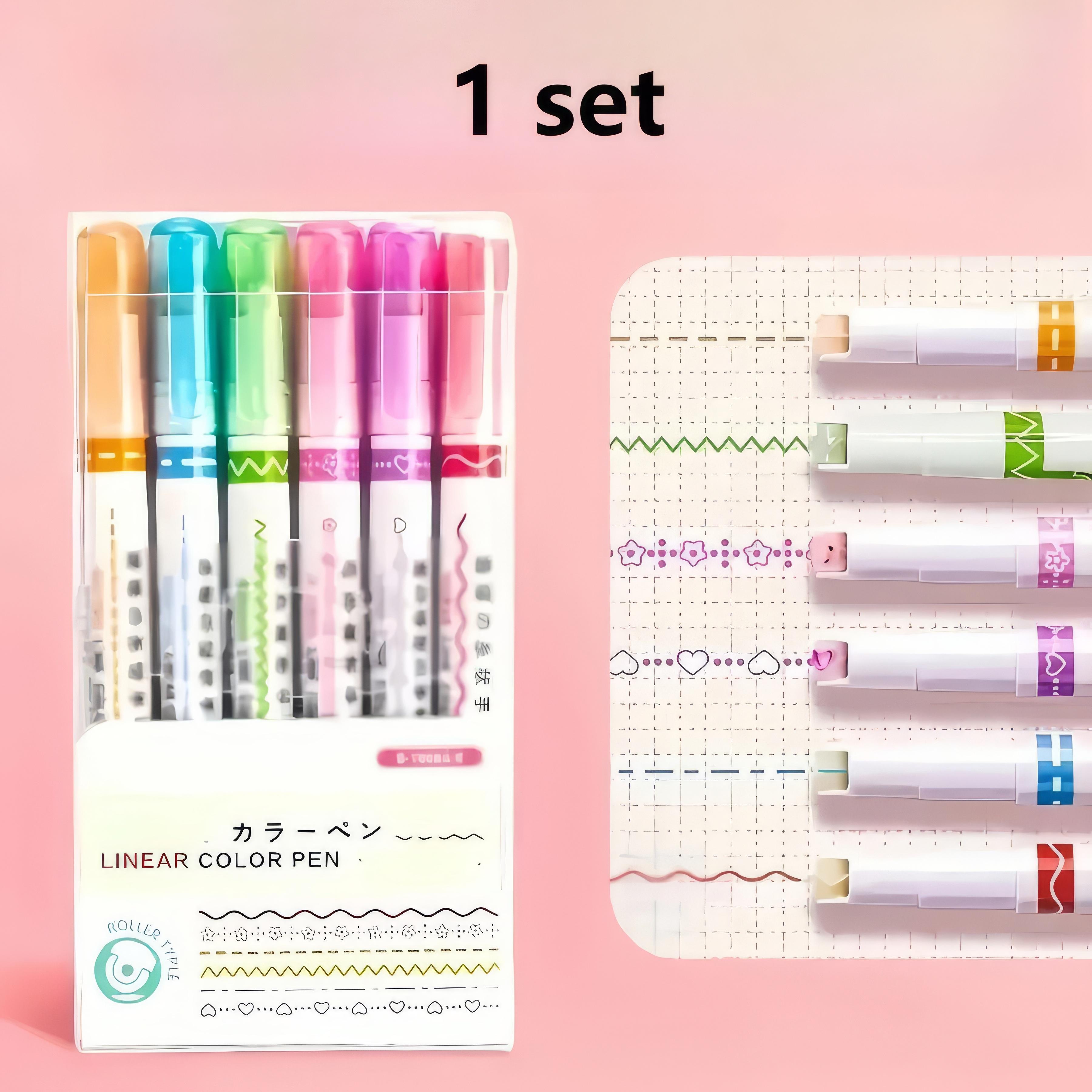 

1 Set of 6 Multi-color Contour Pens, Long-lasting Anti Smudging, Suitable for Student Manual Account Marking
