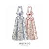 Jnleaog Autumn New Women's Clothing Fashion Style Retro Sexy Halter Floral Cut Out Long Dress