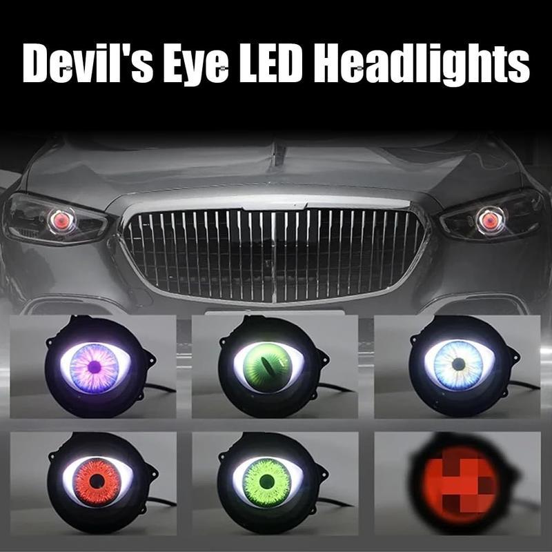 3D Car Devil Eyes LED Large Light 6/33 Mode Remote Adjustable Eye Pattern For Car Motorcycle Lens Headlight Universal 2PCS