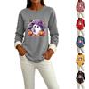 Women's Lined Round Neck Long Sleeve Halloween Print Casual Top for Winter