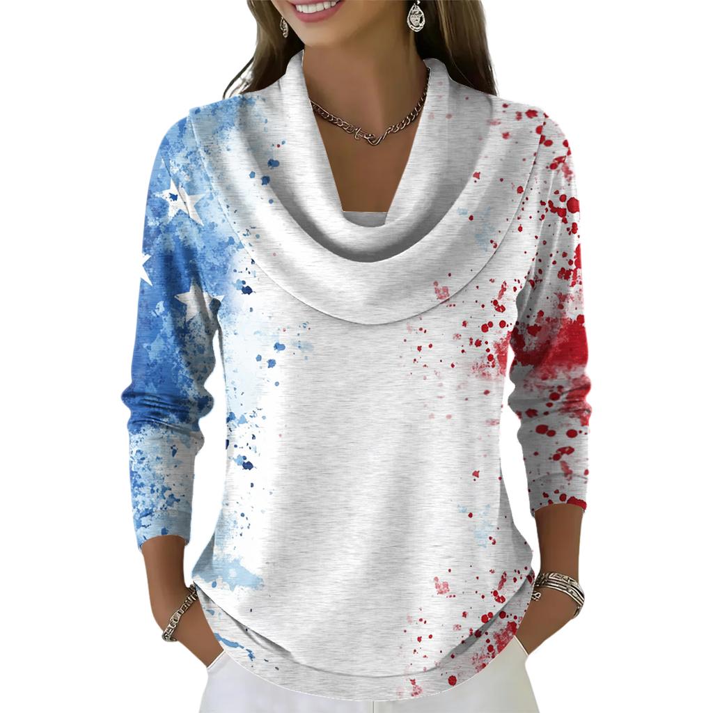 Women's Casual And Fashionable Round Neck Long Sleeved Printed Top Sweater