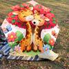 1pc Giraffe Love Automatic Open/Close Umbrella Compact Folding Umbrella with 8-Rib Shaft for Women/Men, Portable Travel Umbrella,1144S
