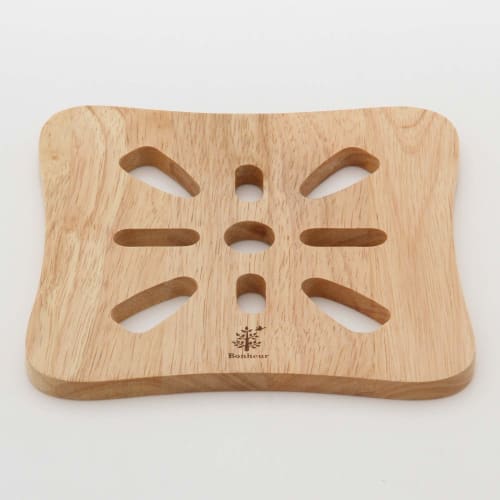 Fujiboeki Bonheur Trivet, Natural Square, 17cm X 17cm X 1cm, Made of Natural Wood, 22645