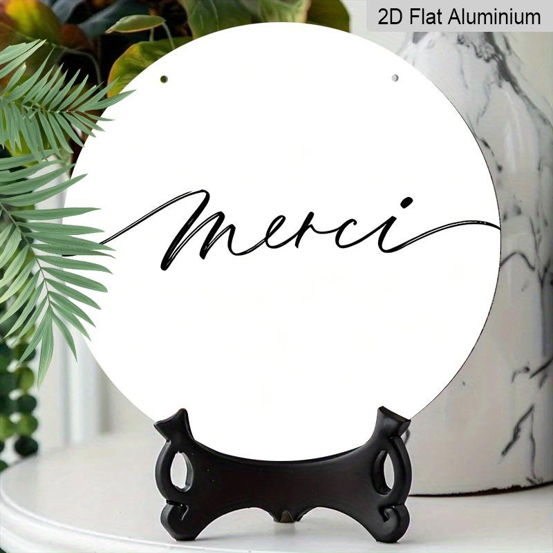 2D Flat Retro Aluminum Wall Stickers In Various Sizes. The French "Merci" Thank-you Plaque Features A Simple and Elegant Style, Making It A Perfect