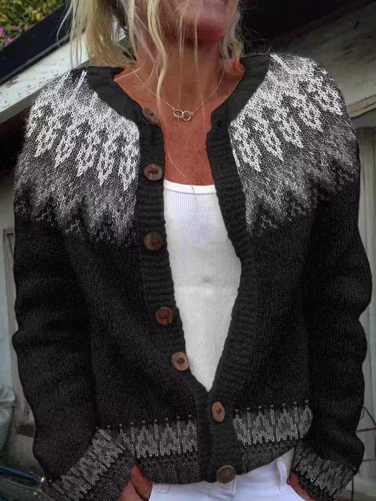 Damen Strickjacke Colorblock Locker Modisch Gestrickter Pullover Luxuriös Entspannte Passform Schlankmachendes und Vielseitiges Oberteil