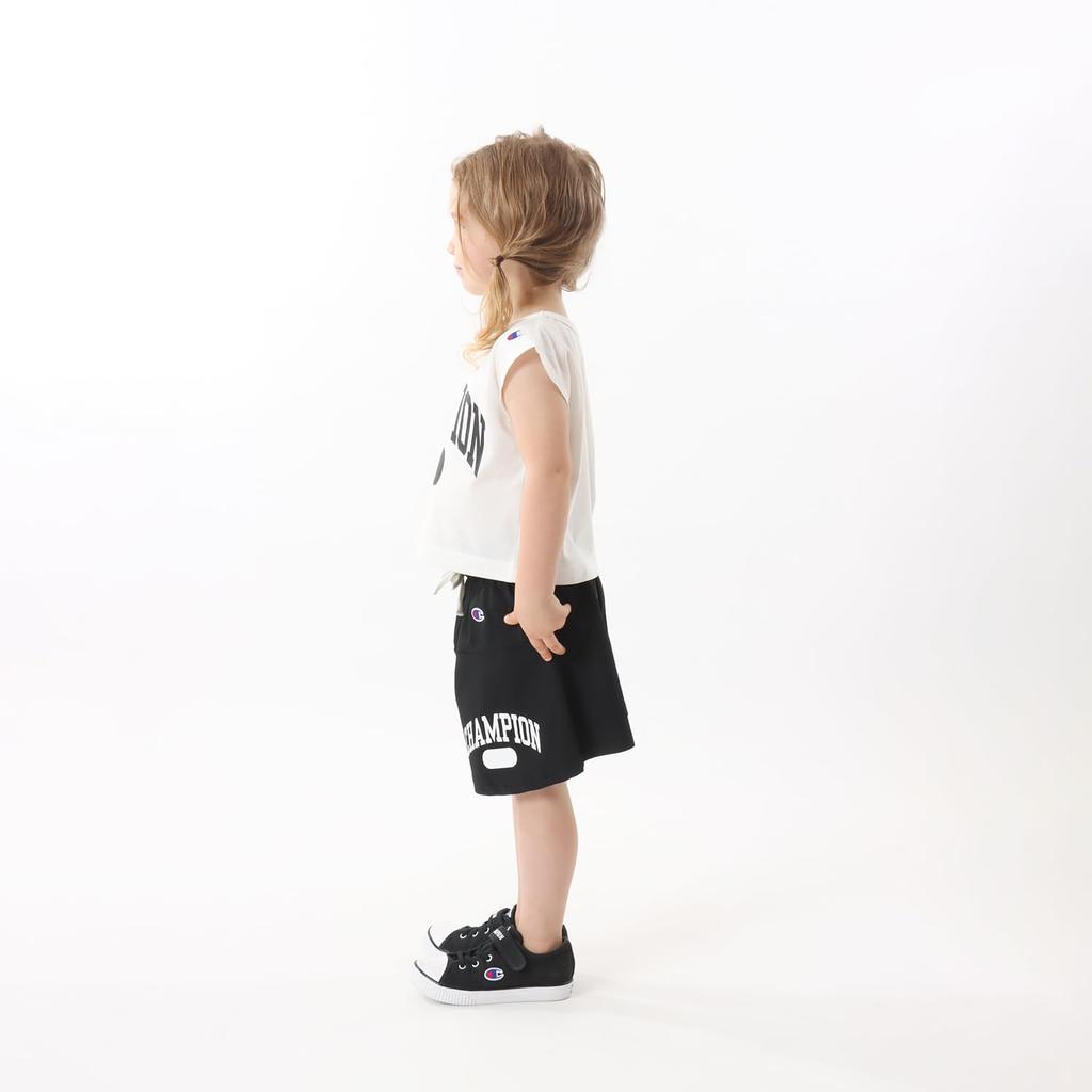 Champion Crew Neck and Shorts Binder Graphic Logo Casual Size 150 Kids' T-Shirt Set, 100% Polyester, Neck, Print, Girl's Style, Black, (CK-ZW03)