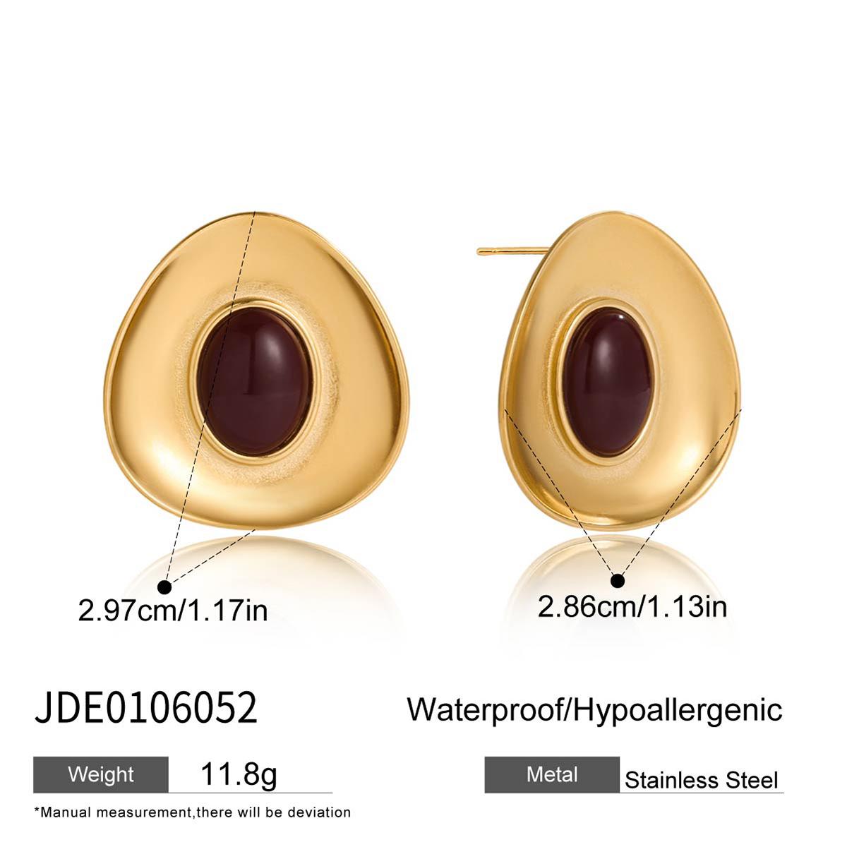 

Youthway Fashionable Red Resin Geometric Concave Earrings Stainless Steel Gold Color-Plated Women S Stud Earrings