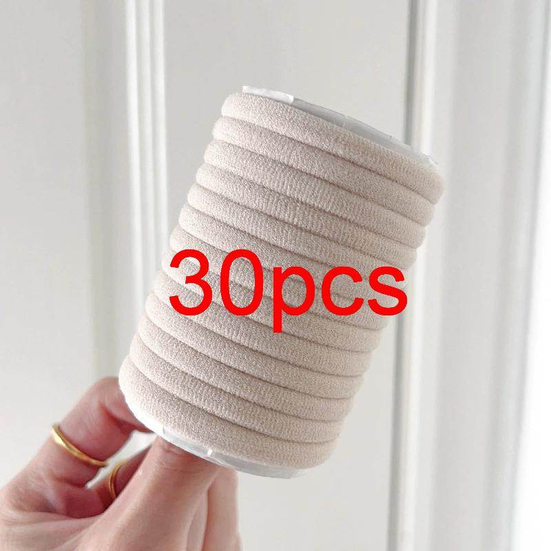 30 Pcs/Lot High Elastic Hair Rubber Bands For Women Black Hair Ties Girls 4cm Hair Rope White Hairbands Ponytail Holder Headband