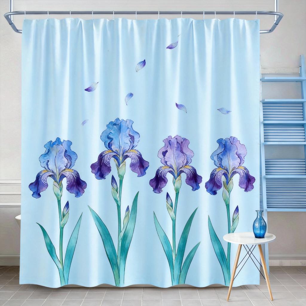 Dandelion Shower Curtain 180x180cm – Minimalist Sepia Botanical Print, with 12 Hooks Bath decorative shower curtain