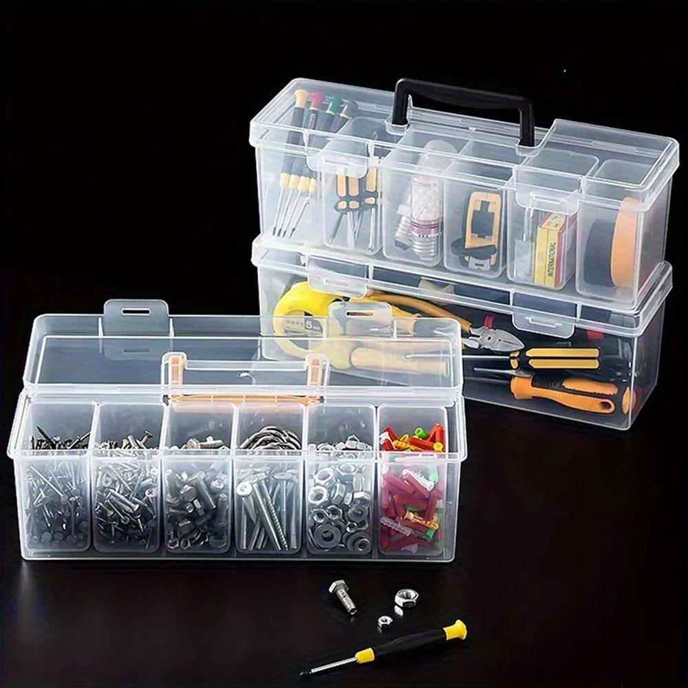 Transparent Handheld Toolbox Portable Large Capacity Hardware Tool Storage Box With Handle Hardware Accessories Toy Sorting Boxs