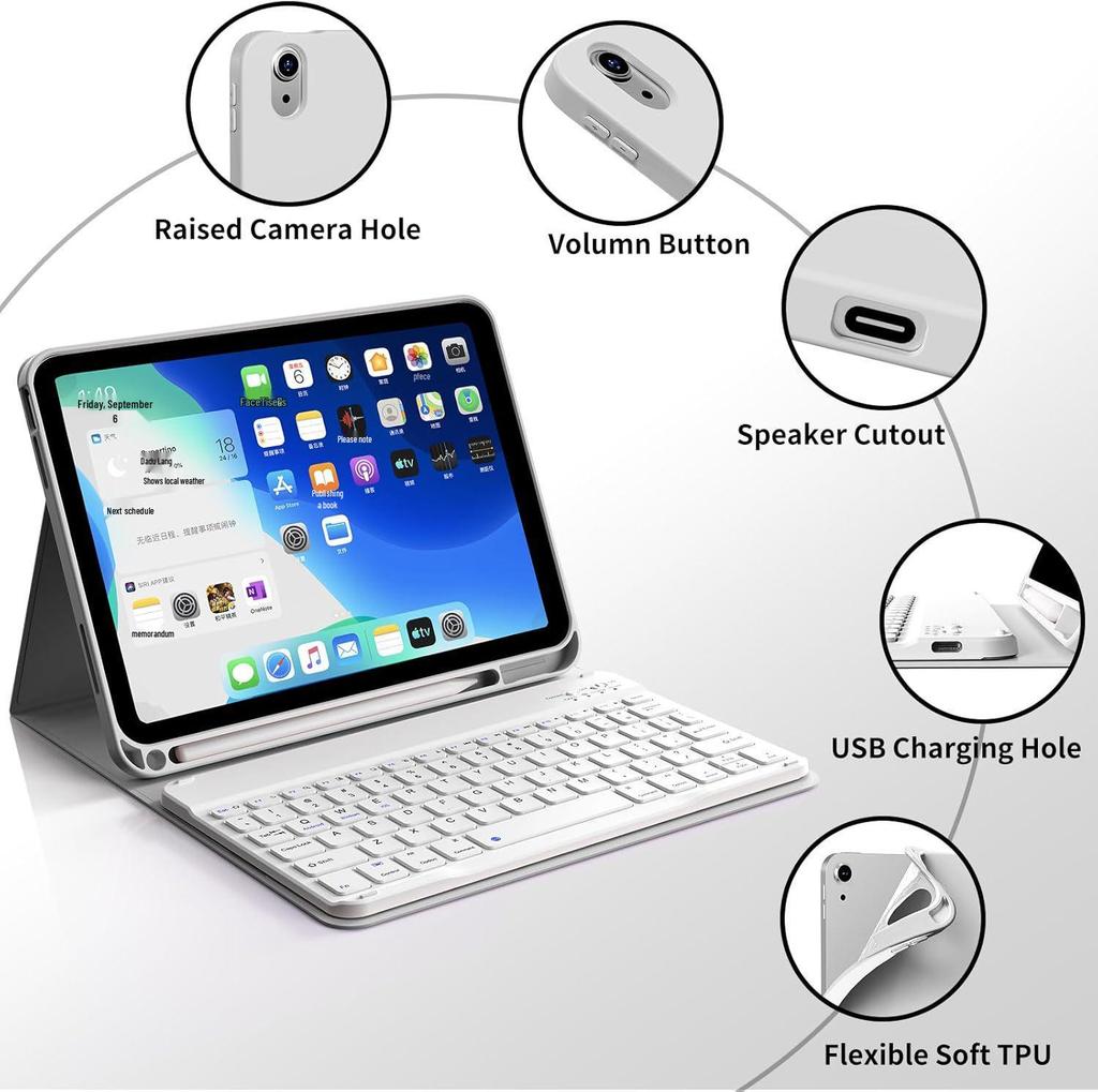 Compatible Apple iPad A16 Tablet Keyboard Case: M4 Backlit Bluetooth RGB Magnetic Shell