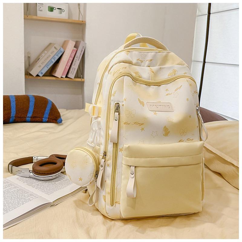 The new Japanese ins high-value, fresh, sweet and cute butterfly graffiti backpack, lightweight backpack for junior high school students