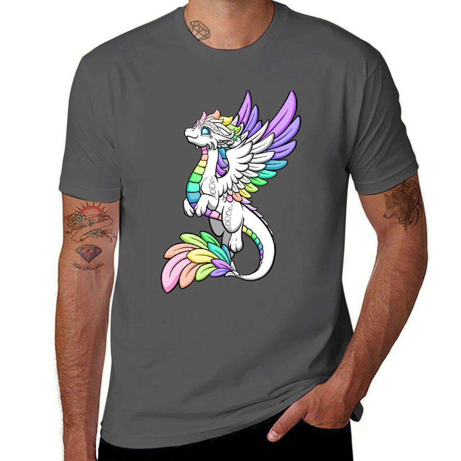 

White Rainbow Dragon T-Shirt anime t shirts for man g man t shirts for men T-Shirt 4XL