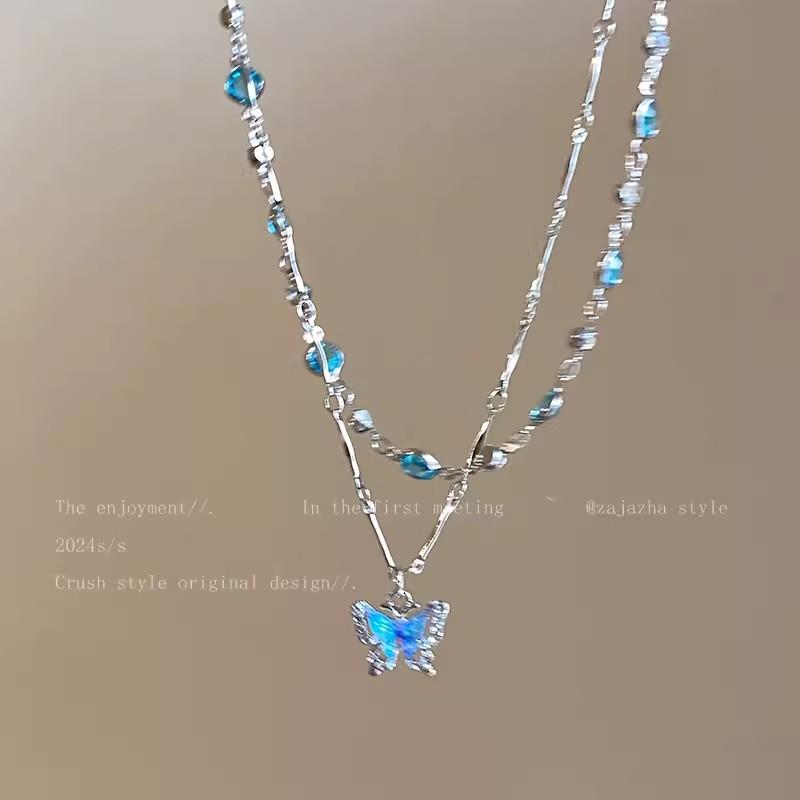 Summer Breeze Butterfly Necklace - Women's Cool and Sophisticated Design, Collar Chain, Double-layer, Niche Style