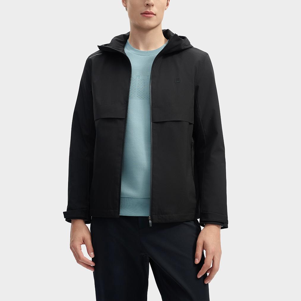 Fila White Series Fashion Casual Hooded Woven Jacket Men Jackets Black F11M443704F-BK