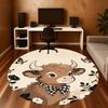 1PC Cow Bowtie Flowers Round Chair mat Area Rug - Non-Slip, Floor Mat for Office, Bedroom, home decor Christmas Gift c0528044
