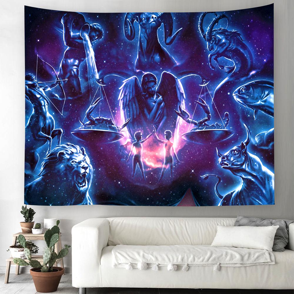 Zodiac Tarot Tapiserie Magic Array Tapiserie suspendată pe perete Decorare vrăjitorie mistică Decor hippie boem pentru dormitor