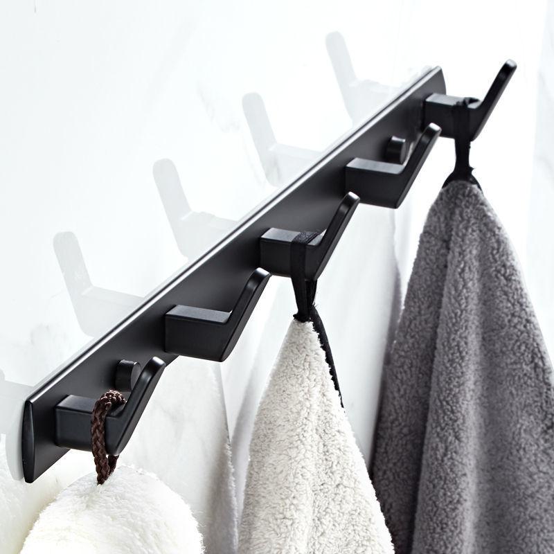 Colgador Metálico de Pared para Baño para Ropa y Toallas, Negro