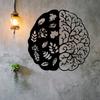 Iron Brain with Leaves Metal Wall Art Botanical Neuroscience Sculpture Cerebral Statue Home Office Garden Decor Unique Gift for Nature Lovers