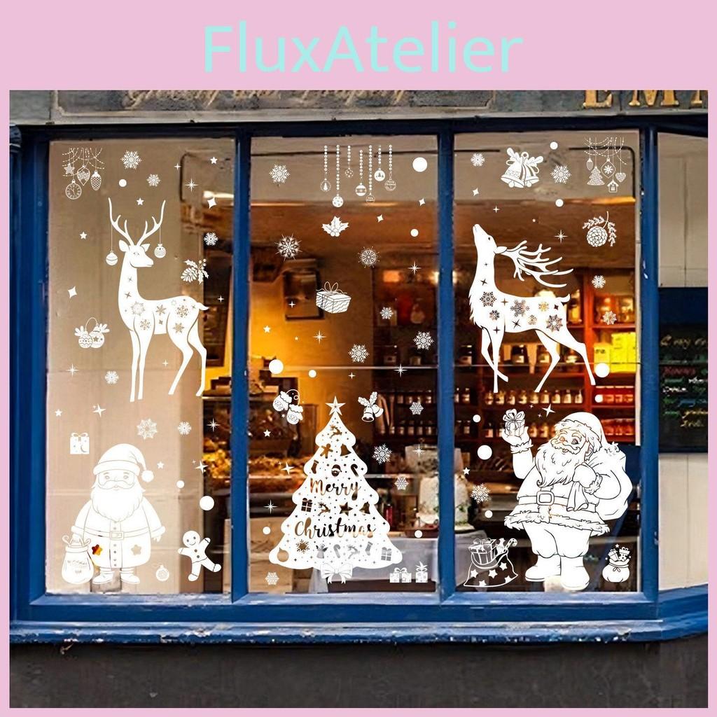 Christmas Window Clings Pvc Reindeer And Snowflake Decals Set Holiday Decoration