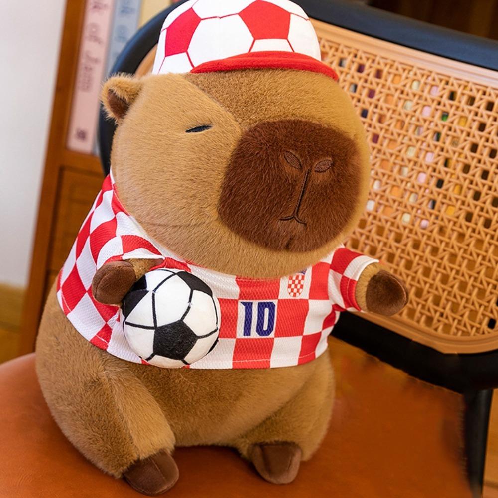 Fluffy Football Capybara Plush Toy Sport Capybara Fluffty Doll Children Gift