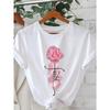 European Size Fashionable Letter Cartoon Print Women'S Round Neck T-Shirt, Simple Design, Comfortable And Breathable, Suitable for Daily Leisure