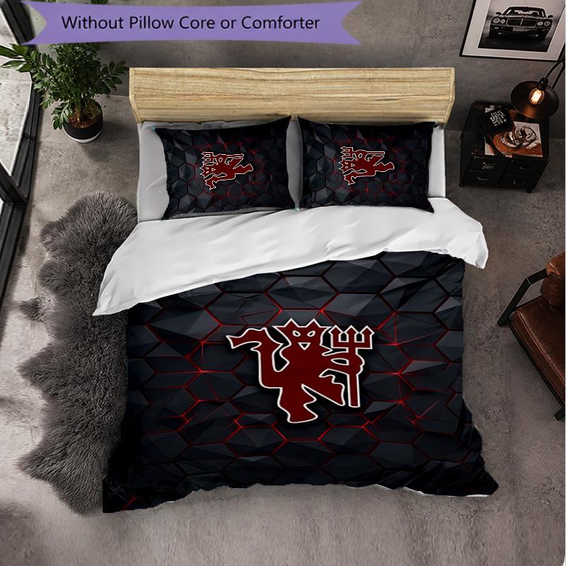 Biancheria da letto a tema Manchester United FC Set 3 Pezzi Copripiumino Biancheria da letto Decorativa per Stanza Adolescenti Decorazione Casa