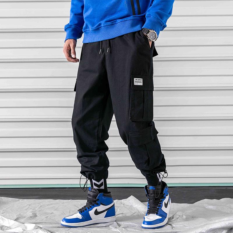 Mens Fashion Casual Loose Cotton Nine-Minute Haren Trousers Overalls Pants