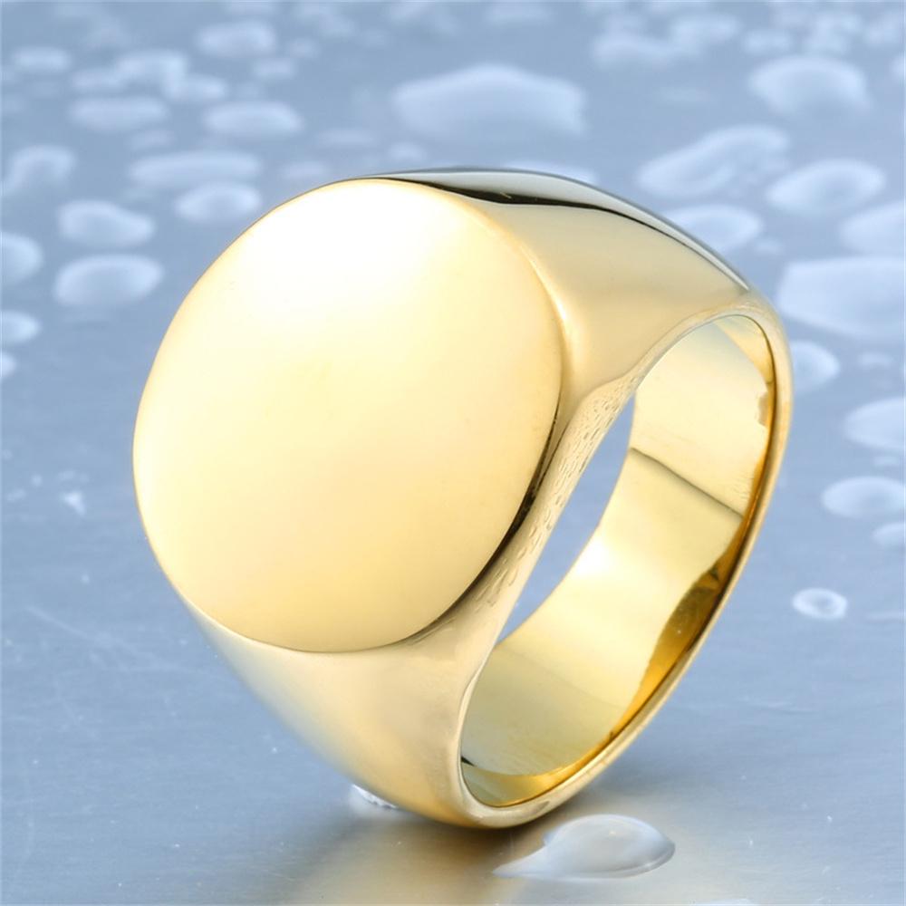 Punk Neue Mode Kreis Runde Ringe Männlich Gold Silber Farbe Edelstahl Geometrie Großer Ring für Männer Party Schmuck Geschenk 2025