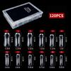 120Pcs Box-Packed Nail Mold Extension Paperless Tray Extension Nail Plate Ultrathin Reusable Transparent With Scale