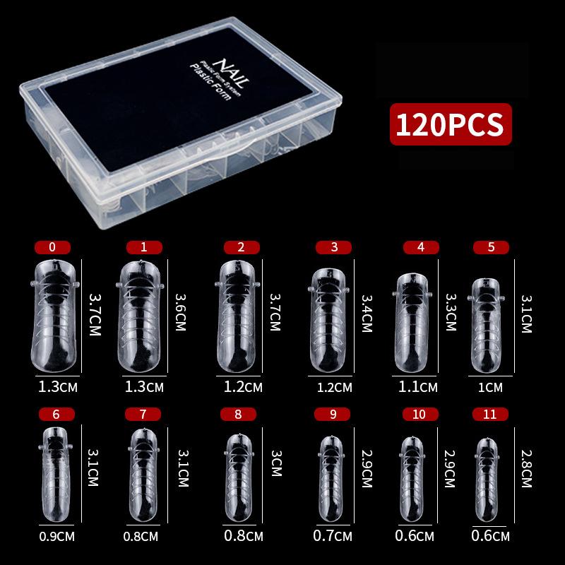 120Pcs Box-Packed Nail Mold Extension Paperless Tray Extension Nail Plate Ultrathin Reusable Transparent With Scale