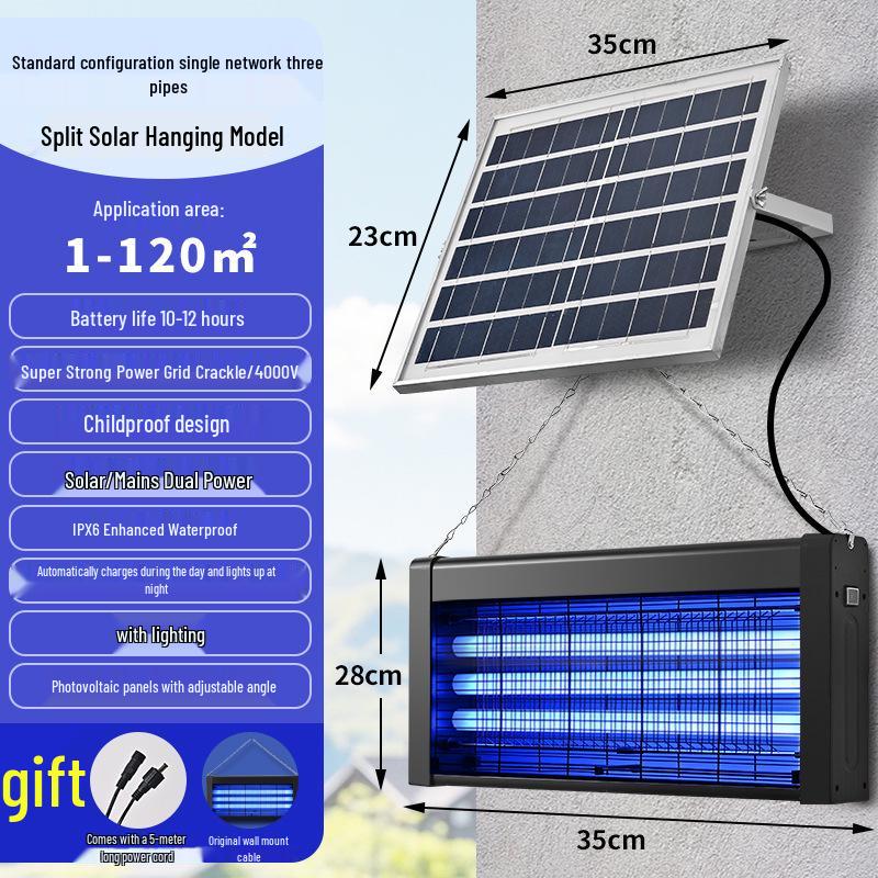 Solární vodotěsná lampa proti komárům pro venkovní použití - Vysokovýkonné fialové světlo