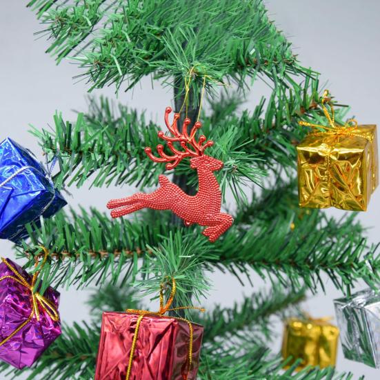 10Pcs Plastic Reindeer Hanging Ornaments Christmas Tree Glitter Elk Decorations Holiday Party Xmas Gifts