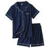 Gauze Pajamas for Room Short Sleeve Shirt and Shorts Double Layer Sweat Quick Gentle On the Easy To Put On and Take Spring and Summer [Hilltop Cloud]