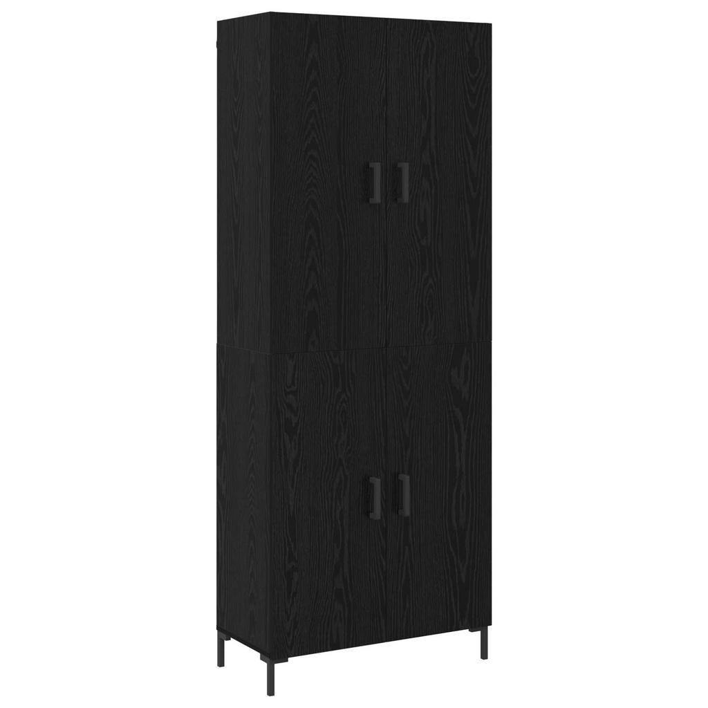 Highboard In Black Oak Look 69.5 X 34 X 180 Cm Engineered Wood