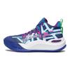 Li Ning Youth Dawn Halo Міцні Нековзкі Кольорові Блоки Літери Середньовисокі Баскетбольні Кросівки Дитячі баскетбольні кросівки Сині YKBT030-1