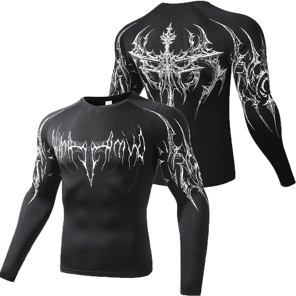 Compression Shirt Men Casual Skinny T-shirt Elastic Male Clothing Tops Tee Sportswear Tights Fashion Long Sleeve T Shirt Men
