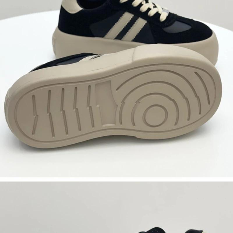 Móda Sportovní obuv Silná podrážka Běžné prkno Dámské 2024 Nové Hovězí kůže Vše měkké Uvnitř Zvětšit Tréninkové boty