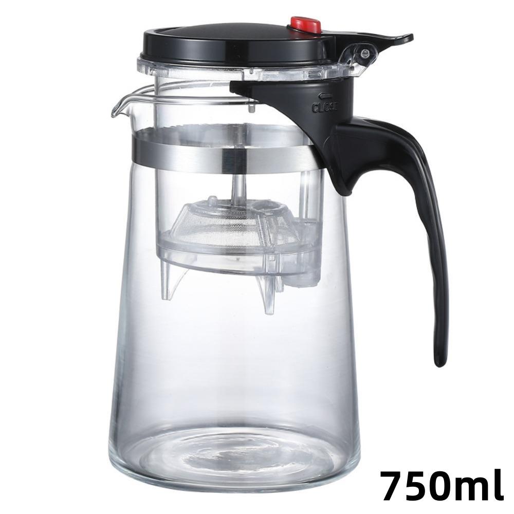 Transparent Heat Resistant Glass Teapot Convenient One-button Filtering Teapot Home