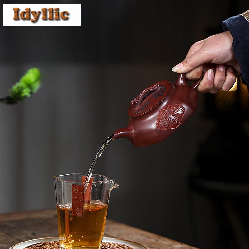 150ml Teiere Boutique in Argilla Viola Yixing Artigianali Maestre Pentola Ruyi Fu Bollitore Sabbia Sangue di Drago Minerale Grezzo Collezione Teiera Zisha