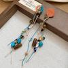 Coffee-Colored Wooden Bead Teardrop Tassel Earrings In Retro Ethnic Style