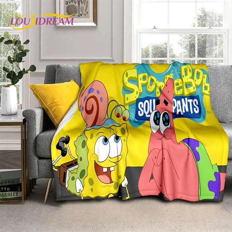 Funny S-SpongeBob Patrick Star Cartoon Soft Flannel Blanket for Beds Bedroom Sofa Picnic,Throw Blanket for Outdoors Leisure Gift