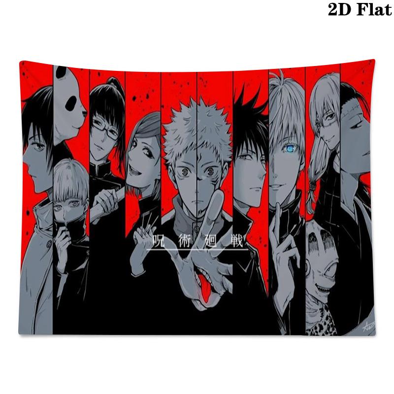 Anime Jujutsu Kaisen Wandteppich Ästhetischer Wandbehang Bedruckte Stoffdecke Dekorative Wandteppiche für Schlafzimmer Wohnzimmer Heimdekoration
