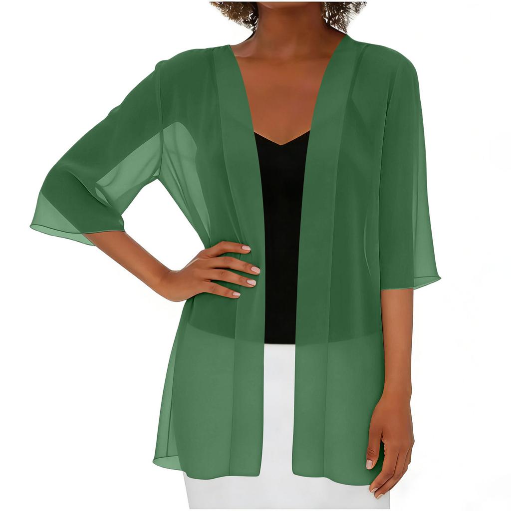 Women's Chiffon Short Cardigan Lightweight Open Front Cover Up Sun Protection Shawl Casual Outerwear